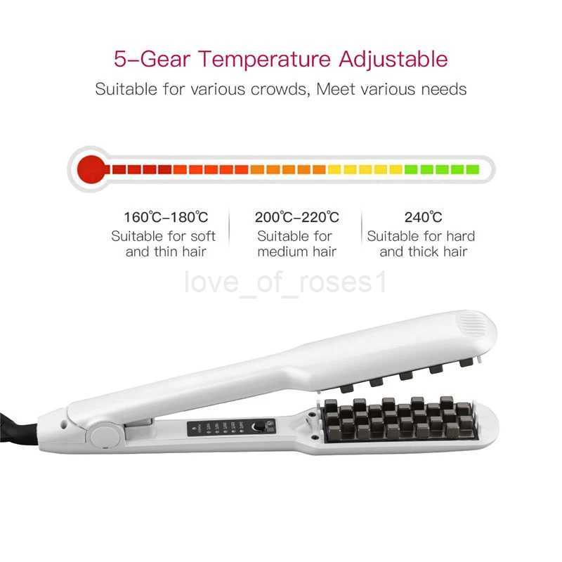 Ceramic Fluffy Hair Straightener Iron Lattice Heating Plates Wave Iron 3D Styler Crimping Corrugated Fluffy Artifact Salon ToolM240709