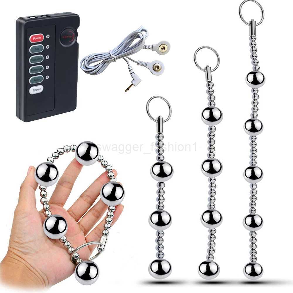 Electro Shock Metal Anal Bead Plug Penis Ring Electric Stimulator BDSM Prostate Massage Butt Plug Male Masturbator Sexe ToyB240708B240708