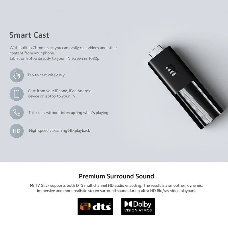 Global Version Xiaomi Mi TV Stick 4K Android 11 BT5.0 TV Dongle Portable Streaming Media Multi Language