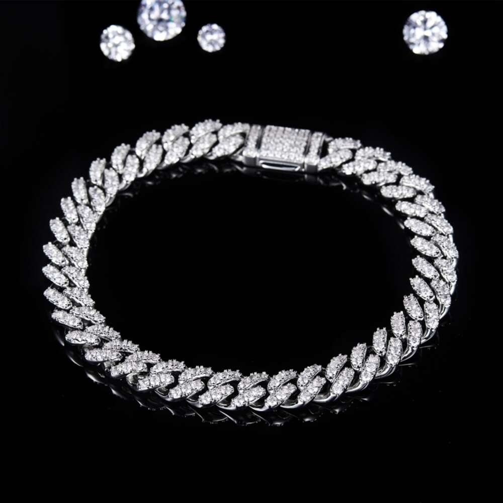 8mm Necklace k Cuban Mossinate Dia Vvs Moissanite Chain Hip Hop Iced Fine Jewelry Sterg Sier