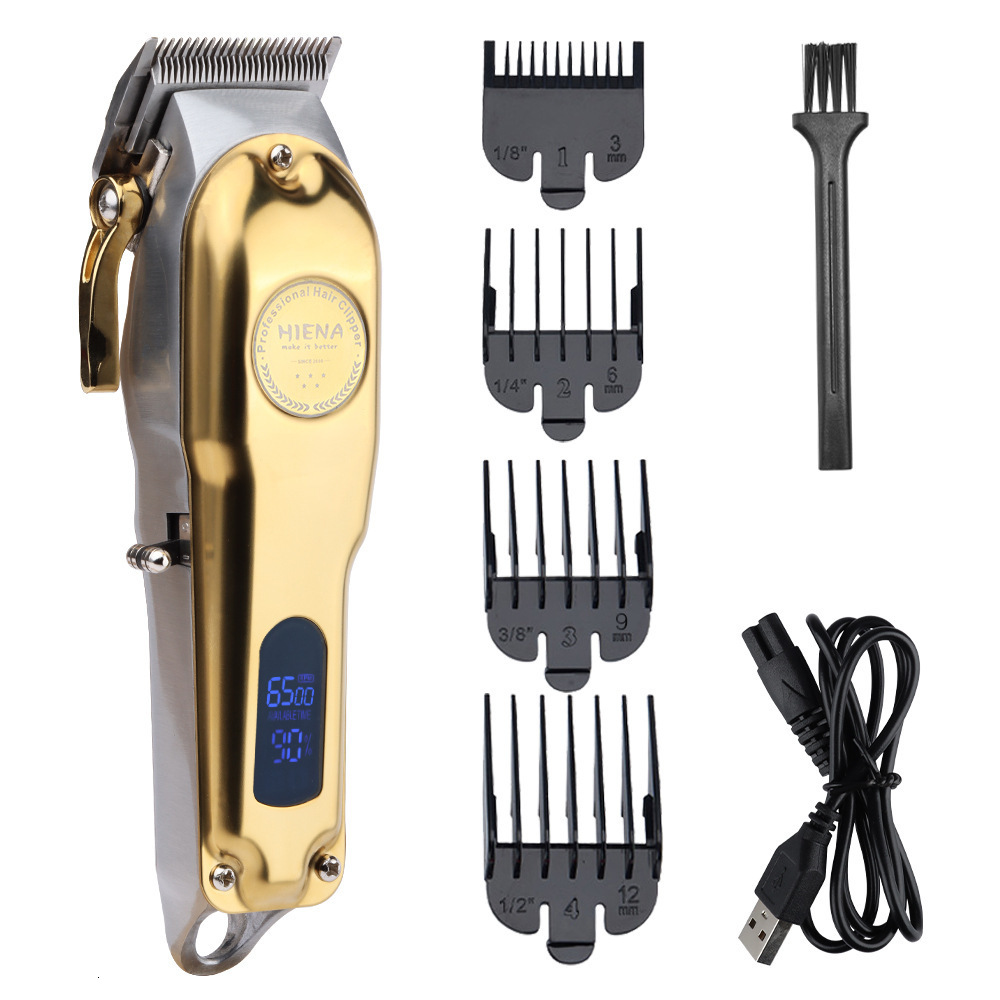 Full metal body professional hair clipper LCD digital display hair clipper rechargeable hair clipper shaver 230906