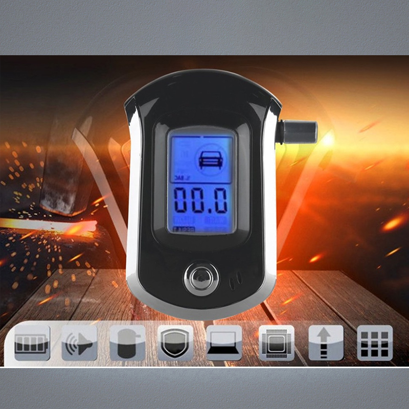 Professional Digital Breath Alcohol Tester Breathalyzer Dispaly with 11 Mouthpieces AT6000 LCD Display DFDF
