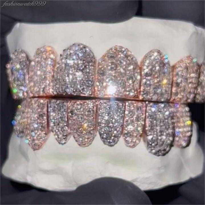 Hiphop Jewelry Dia For Teeth Sterg Sier Iced Out Custom Bust Down Moissanite Grillz