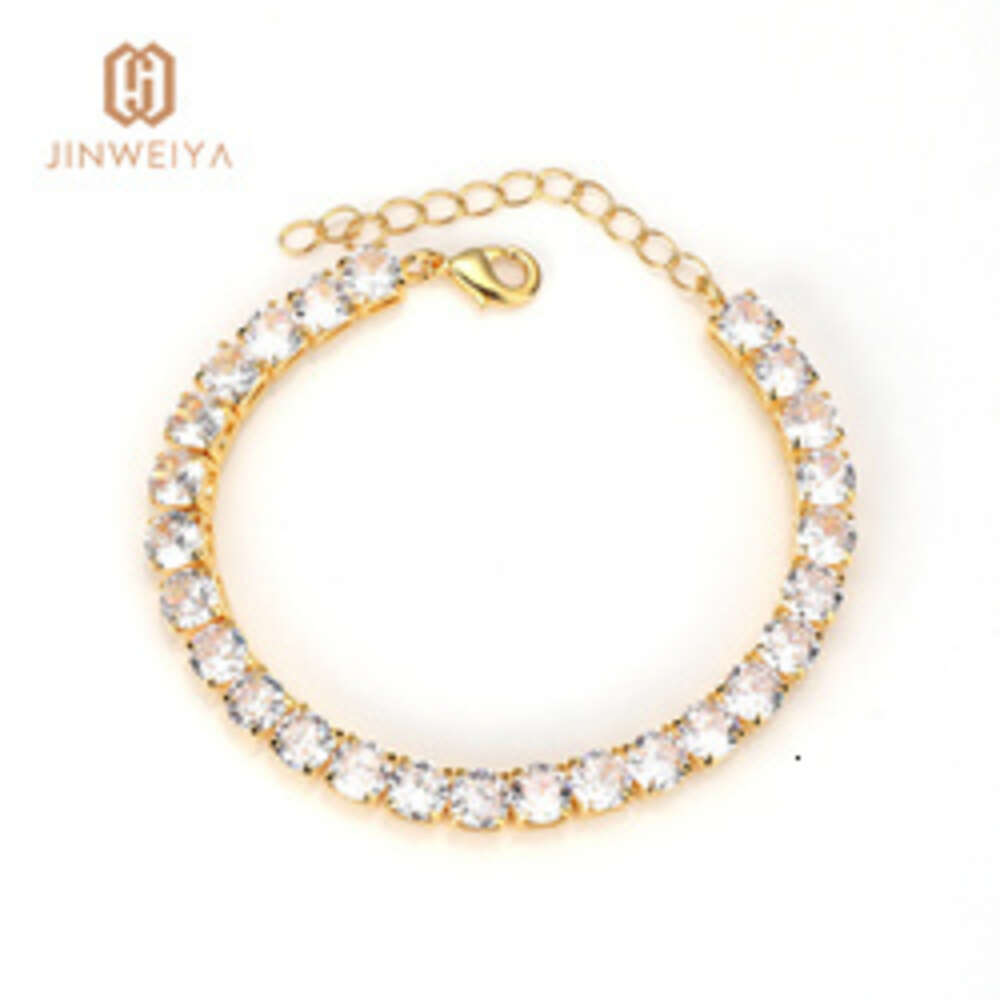 Jwy Men Bracelet Chain Cuban 6mm Tennis Brass Fashion Jewelry 14k Gold Plated Bracelets