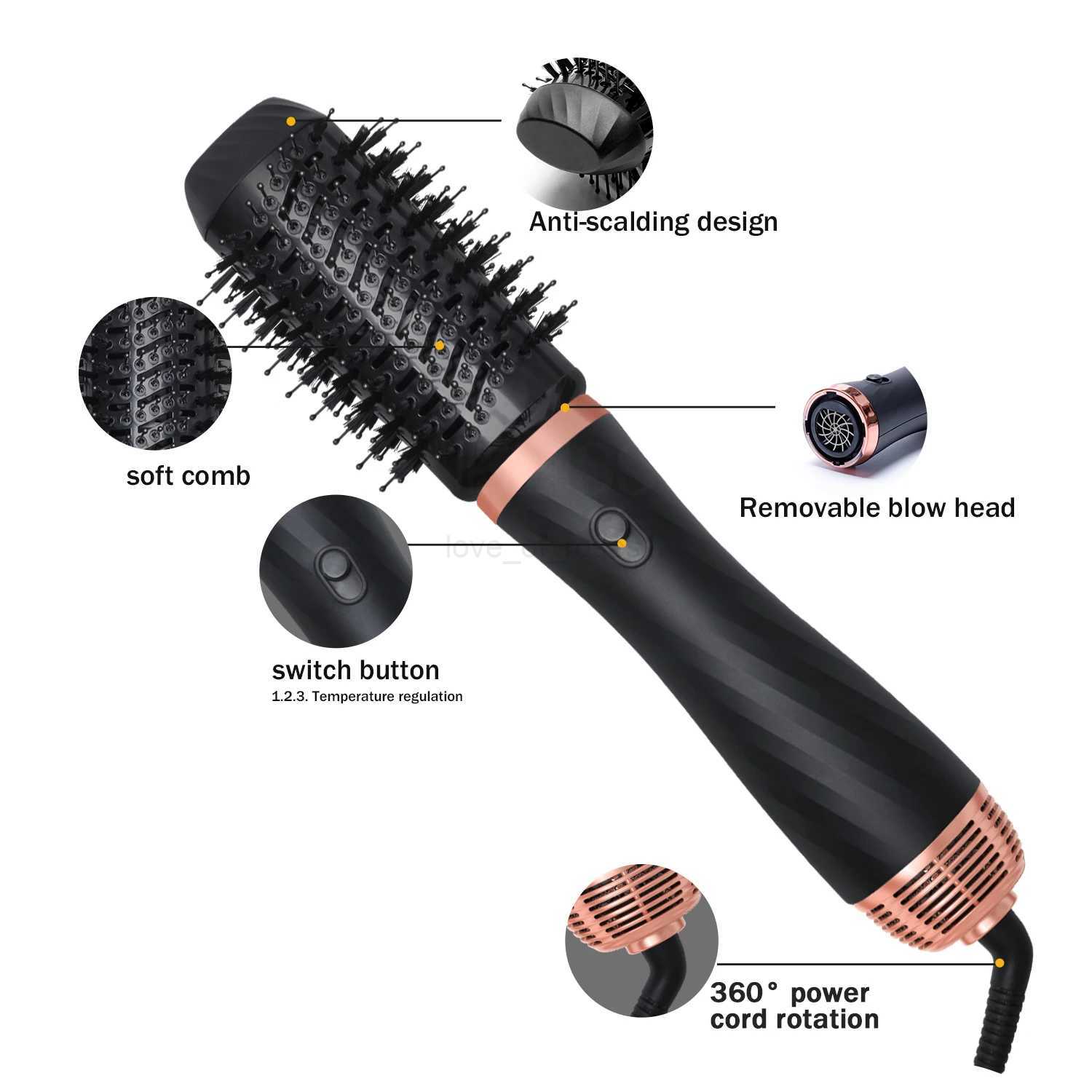 Multifunctional Hair Dryer 5 in 1 Electric Comb Negative Ion Straightener Comb Curling Iron Detachable Heating Brush Hair DryerM240709