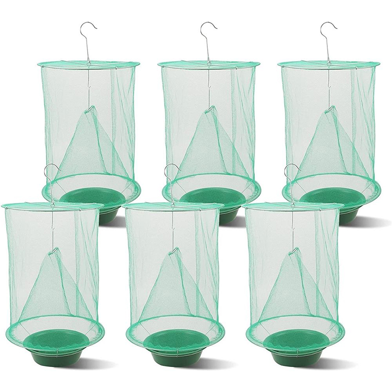 LNDF Green Hanging Flycatcher Folding Fly Trap Net Summer Traps Top Fly Bait Insect Killer Flise Catcher For Ranch Farm Field