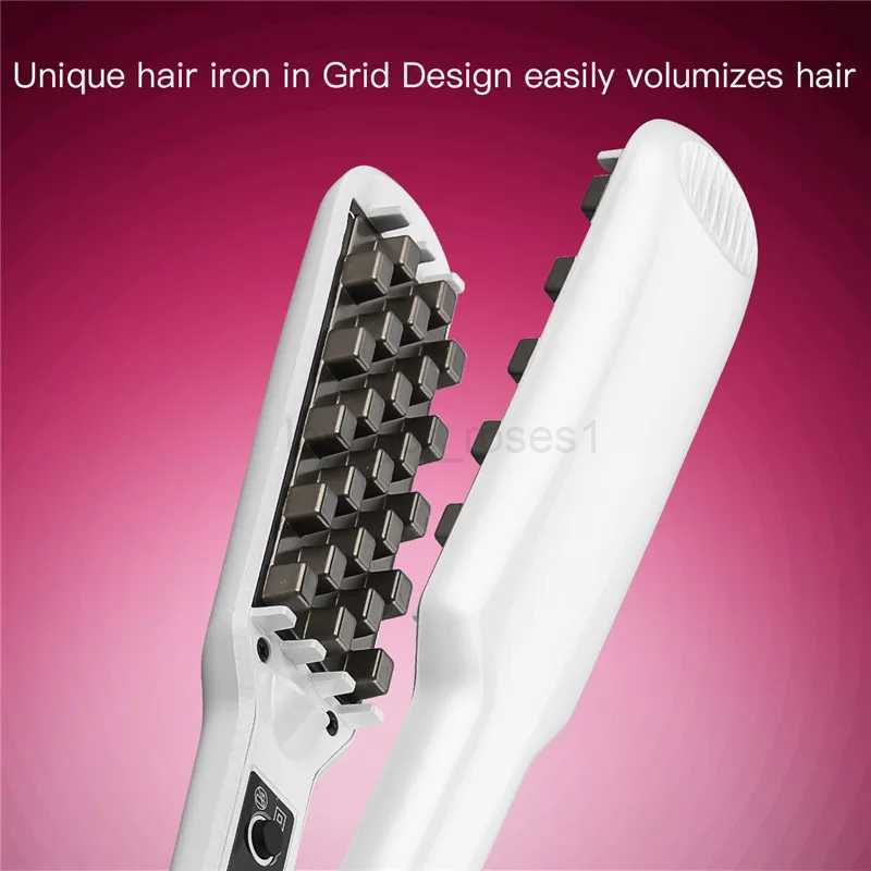 Ceramic Fluffy Hair Straightener Iron Lattice Heating Plates Wave Iron 3D Styler Crimping Corrugated Fluffy Artifact Salon ToolM240709