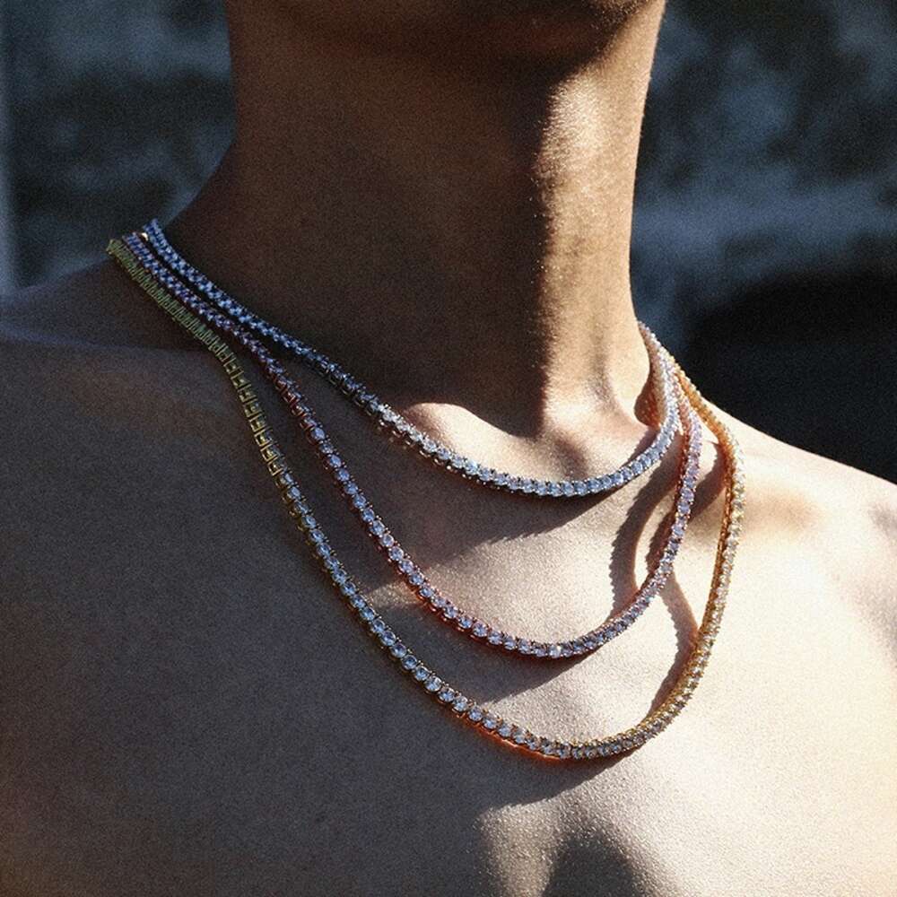 Wholesale 925 Sterling Silver Iced Out 3-5mm Def Color Vvs Moissanite Diamond Necklace Mens Tennis Chain Hiphop Jewelry