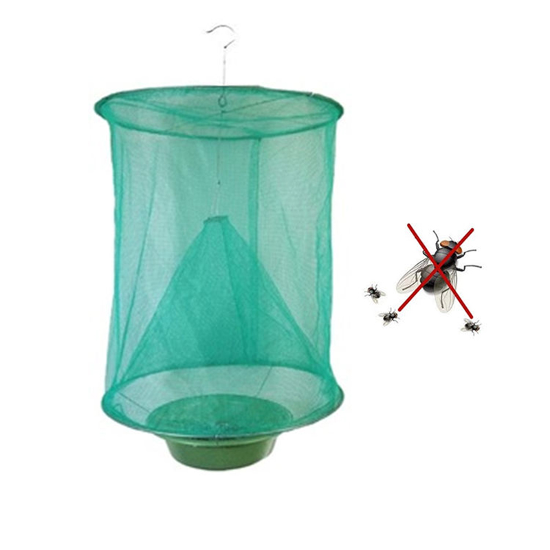 LNDF Green Hanging Flycatcher Folding Fly Trap Net Summer Traps Top Fly Bait Insect Killer Flise Catcher For Ranch Farm Field