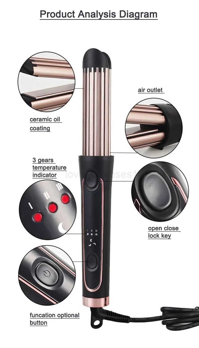 2in1 Cool Air Electric Hair Curling Iron Ceramic PTC Fast Heating 3 Gears Straighten Curling Dual Use Hair Wand With Air DuctingM240709