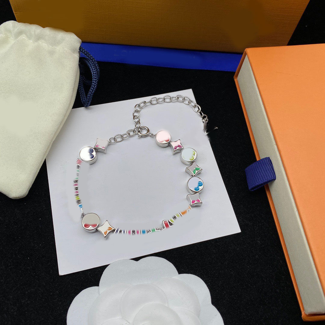 Designer Bracelet Luxury Punk Clover Beads Chain Bracelet Letter Charm Bangle Black Silver Plated Stainless Steel for Women Mens Party Fashion Jewelry Gift