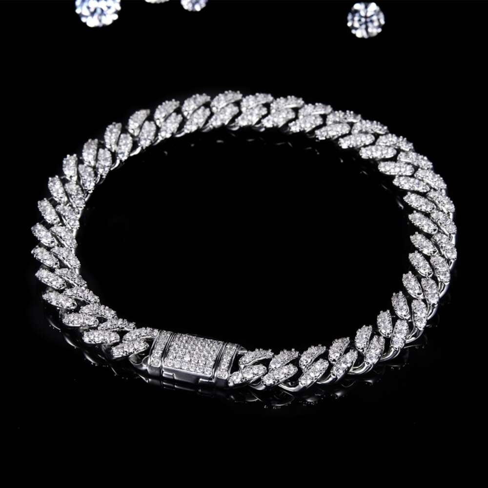 8mm Necklace k Cuban Mossinate Dia Vvs Moissanite Chain Hip Hop Iced Fine Jewelry Sterg Sier