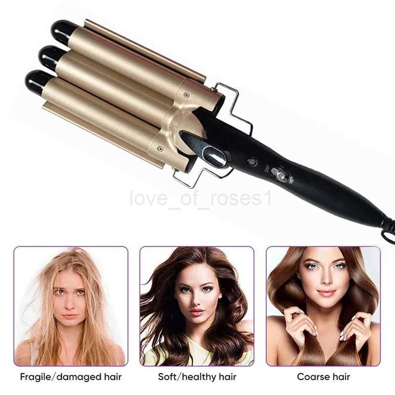 3 in 1 Curling Iron 25/32mm Heats Up Fast Tourmaline Ceramic Triple Barrels Beach Waves Curling Iron Roll Hair Styling ToolM240709