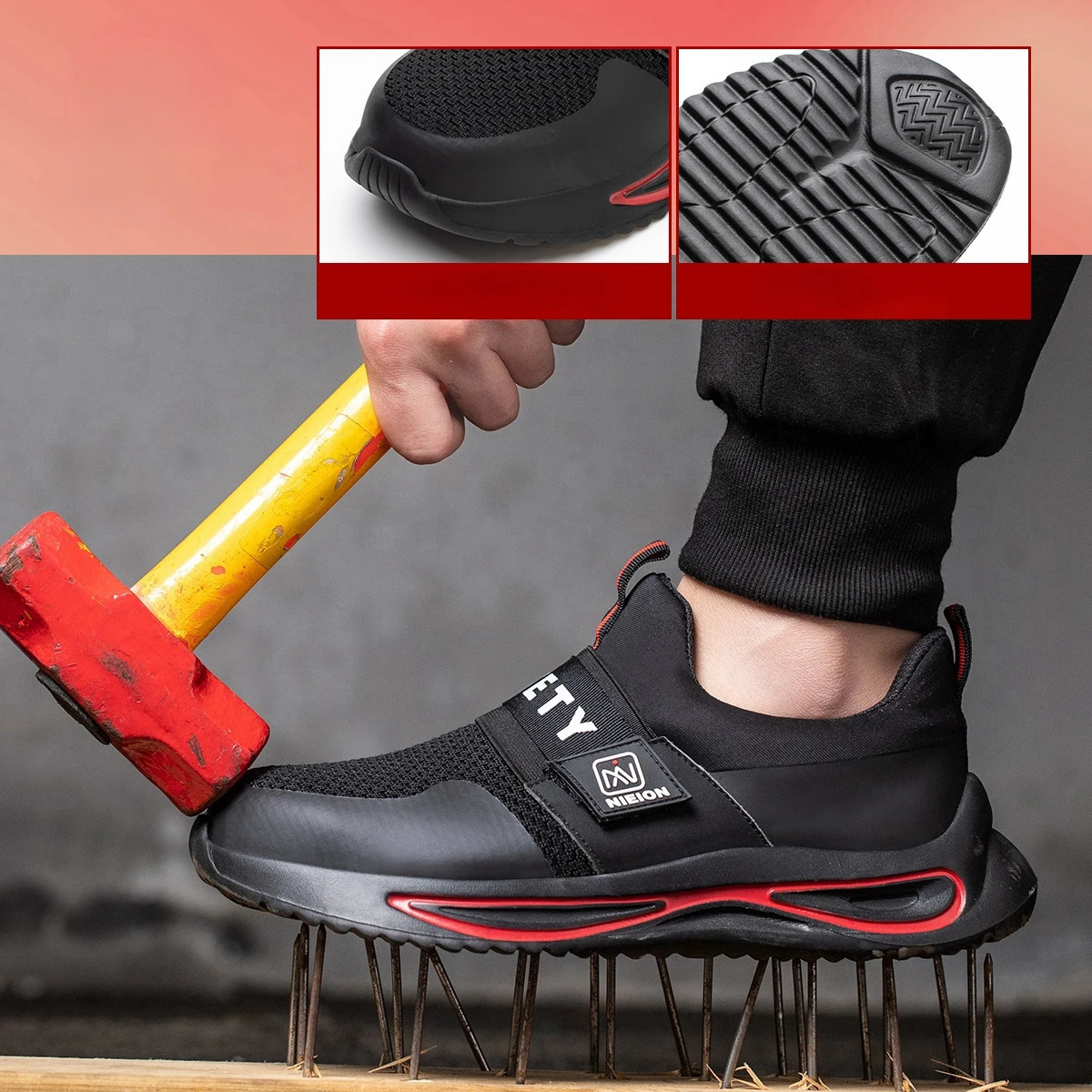 Man Safety Shoes Puncture-Proof Work Shoes Lightweight Breathable Casual Sneaker Women Protective 240703