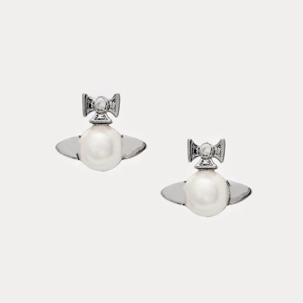 Fashion designer jewelry punk mini Saturn earrings classic pearl planet earrings woman lady jewelry love gift with box