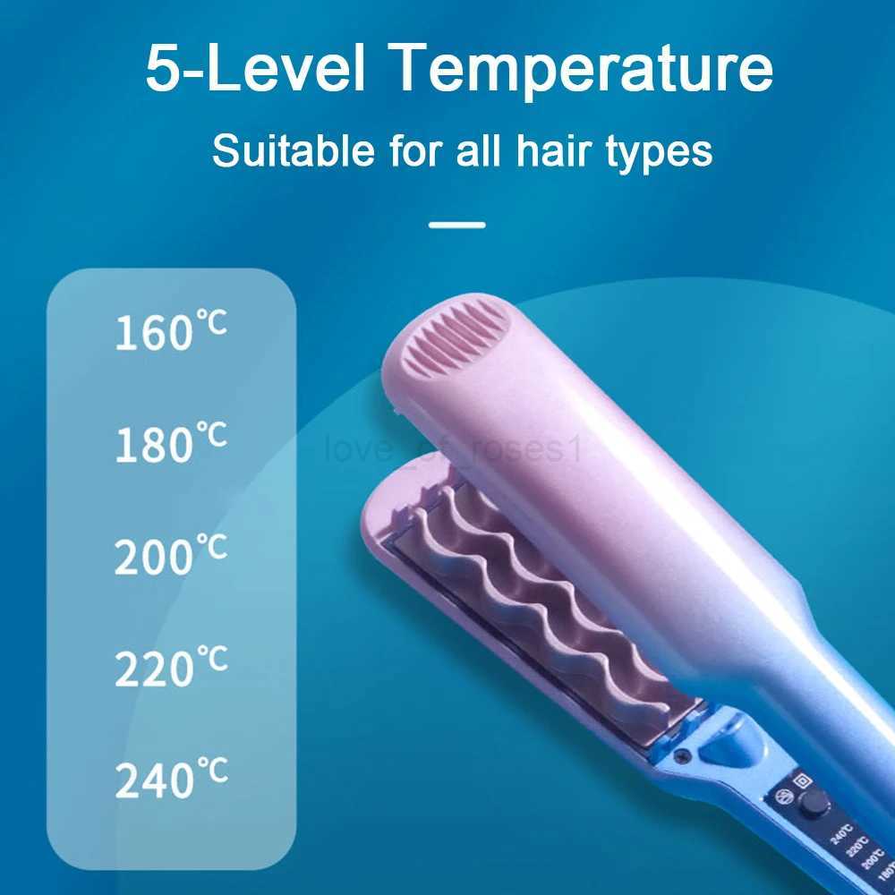 Professional 3D Grid Hair Crimper Volumizer Ceramic Hair Fluffy Corrugated Curler 5 Temperatures Flat Iron Styling ToolsM240709