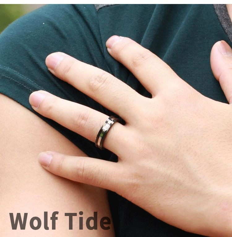 Bling Cubic Zirconia Wedding Band Rings for Couple Men Women Lovers Titanium Stainless Steel CZ Stone Gold Plated Finger Rings Birdal Gifts Wolf Tide 