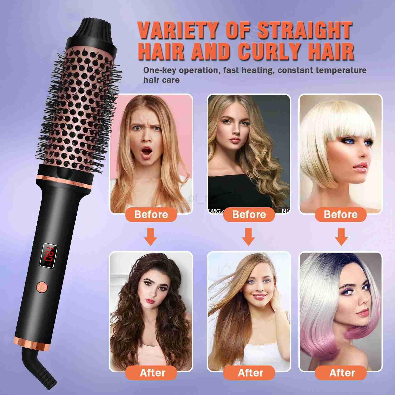 Professional 3 In 1 Fast Heat Curly Hair Iron Tools Devices Speeds 410 F Multifunctional Hair Styling Appliances Brush for WomenM240709