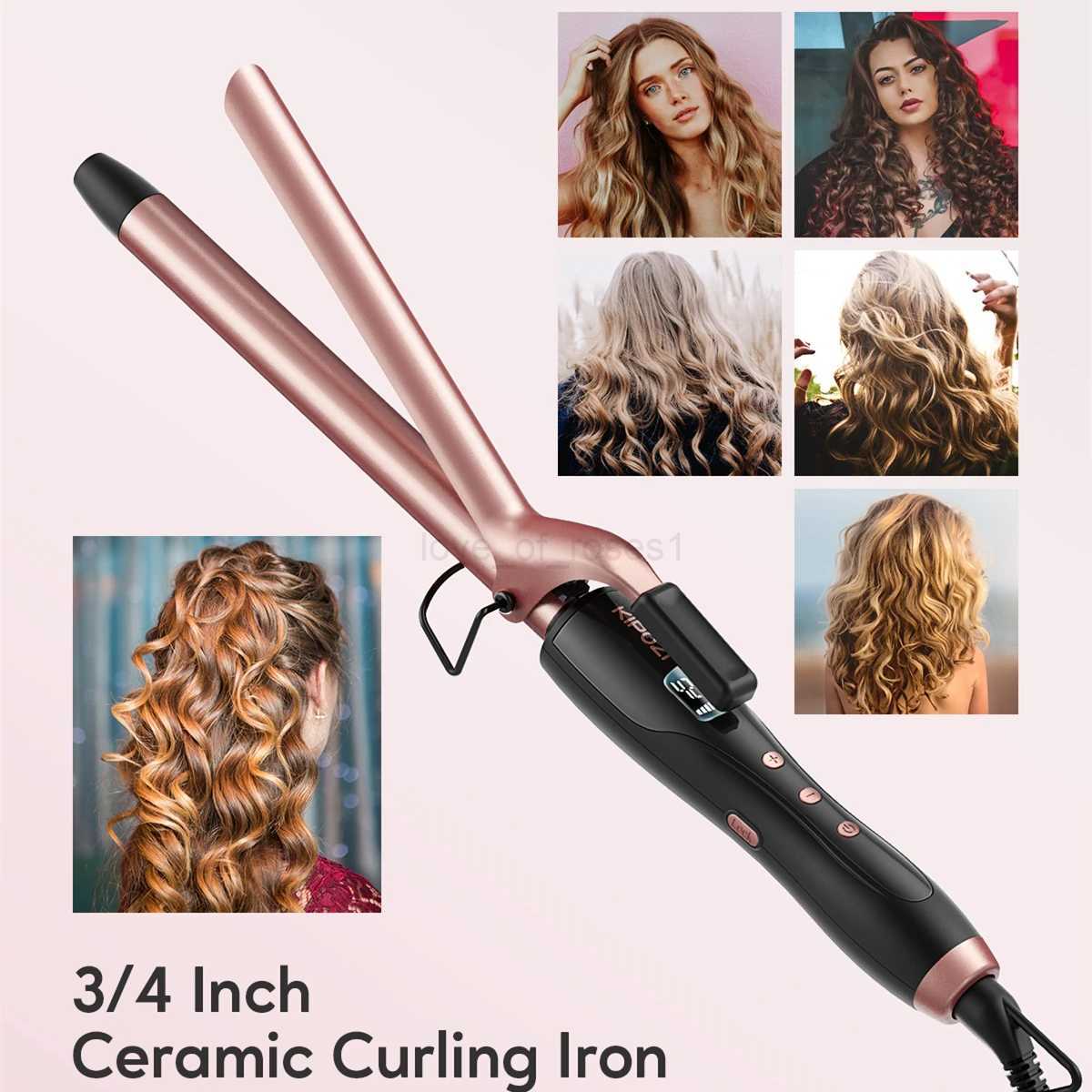 KIPOZI Professional Multifunctional Curling Iron Hair Instant Heating 60Min Auto Off Safety Tool With LCD Digital DisplayM240709