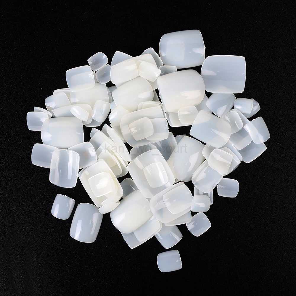 100pcs Artificial Square False Toe Nails Natural White Clear Full Cover Fake Toenail Acrylic Foot Nail Art Tips Manicure ToolsZ240709