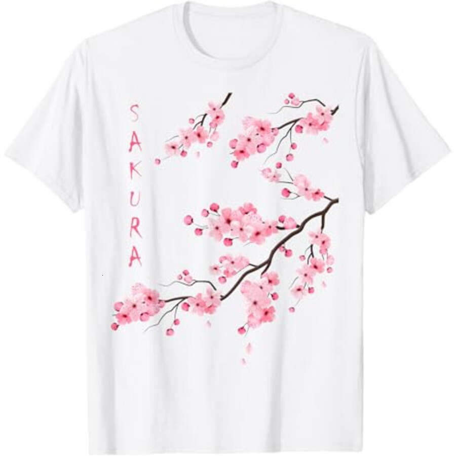 Mens Womens T Shirts Tee Vintage Sakura Cherry Blossom Japanese Graphical Art T-Shirt Tops Tshirt Designer Clothes Free shipping