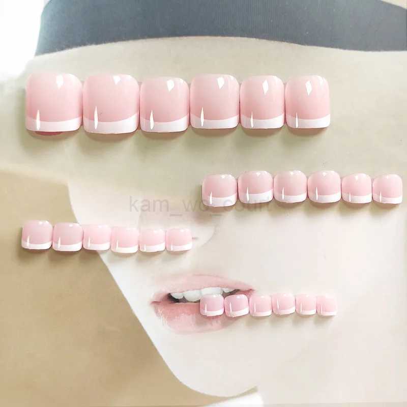 Classic False French Square Toes Nails Nude Nature Fake Toes Nails Exquisite Feet Nail Tips Faux Ongles Pieds Press On ToenailsM240709