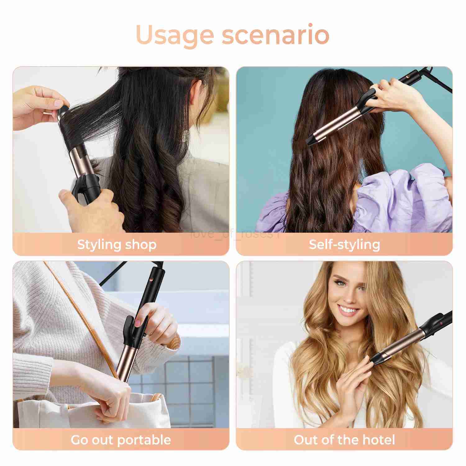 1 Inch Curling Iron Curling Wand with Ceramic Coating Barrel Professional Hair Curling Iron Dual Voltage Curling IronM240709