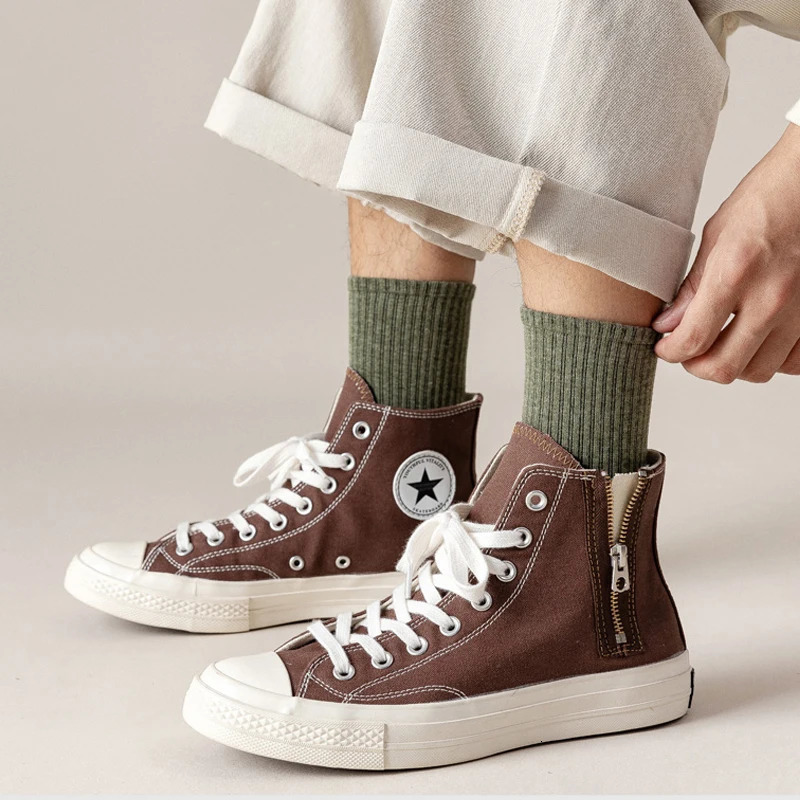 HSS 95% Combed Cotton Socks Men Business Dress Long Socks Soft Breathable Spring Summer Colorful Sock For Man 5Pairs/Lot 240703