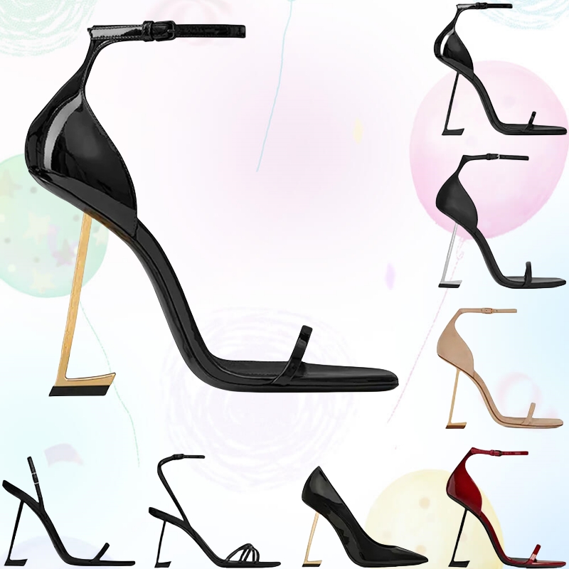 With Box Women Luxury Dress Shoes Designer High Heels Patent Leather Gold Tone Black Nude Red Womens Lady Heel Hot Fashion Sandals Party Wedding Office Sandal 8cm 10cm