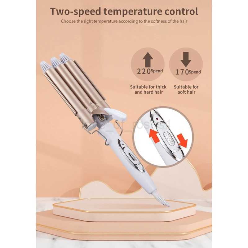 Curling Iron Ceramic Triple Barrel Curling Wand Hair Styling Tools Multifunction Hair Curlers ElectricEU PlugZ240707