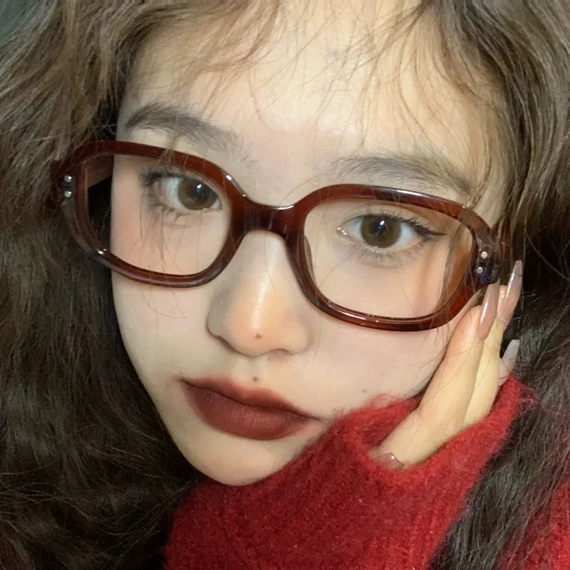 Retro Square Frame Eyeglass Women Red Computer Reading Glasses Clear Blue Light Blocking Eyewears Vintage Decorative Goggles 240708