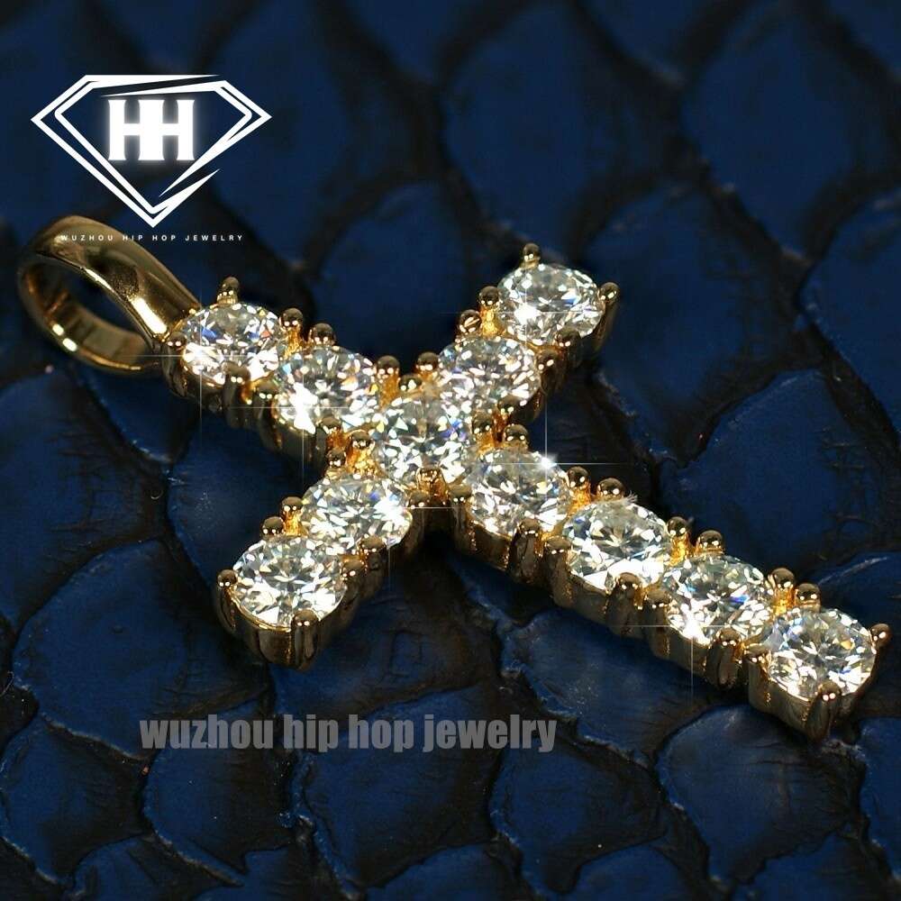 Custom Jewelry Mens Womens Hiphop Crucifix Charm 925 Silver 561ctw Crushed Iced Moissanite Cross Pendant for Necklace