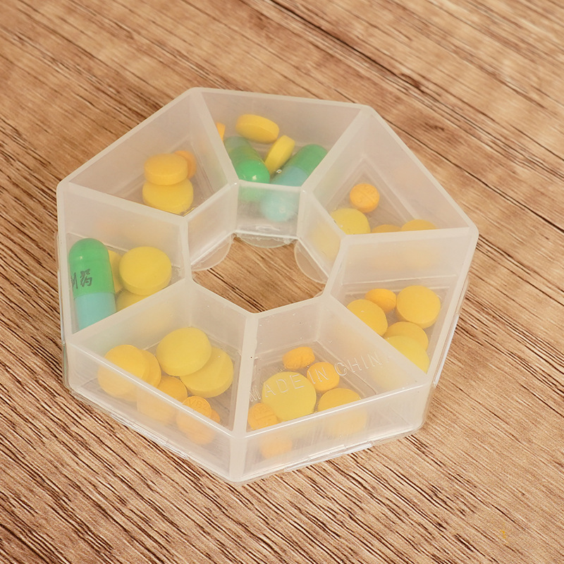 Seven Days Portable Storage Heptagonal Braille Labeling Pill Holder