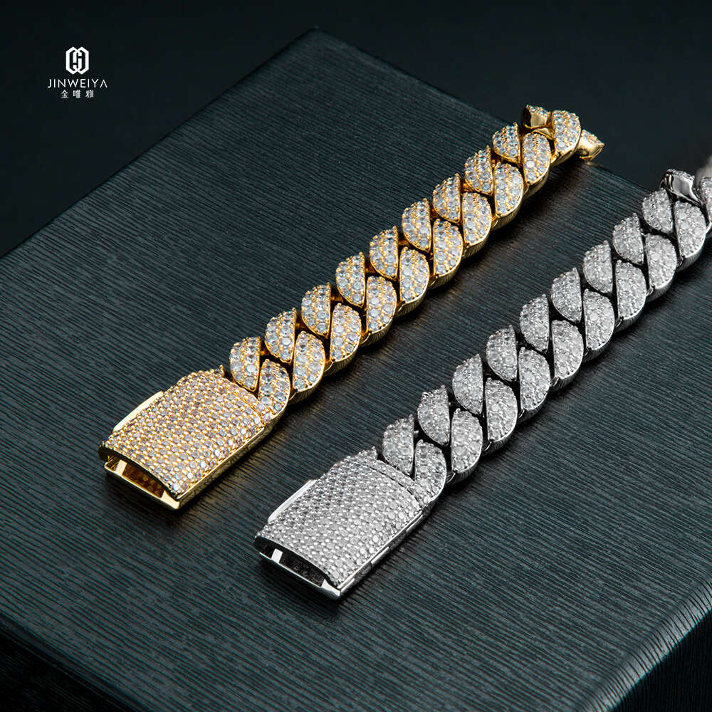 Hip Hop Bracelet Bangles Diamond Luxury Zircon 14k Gold Cuban Link Chain Iced Out