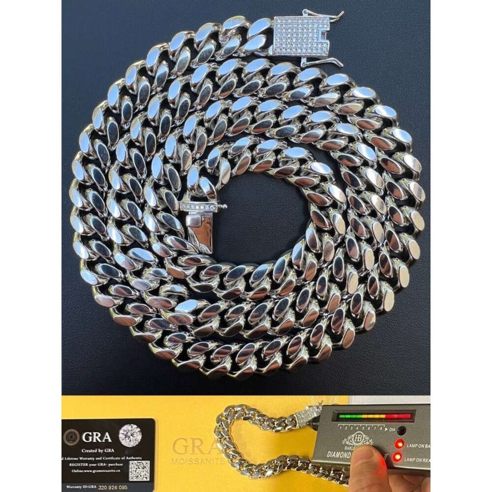 Custom d Vvs1 Bling Miami Iced Out Moissanite Cuban Link Chain 925 Silver Hip Hop Pendant Necklace Set