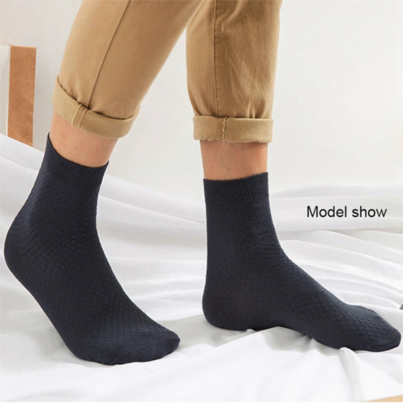 10 Pairs/Lot Mens Bamboo Fiber Socks Compression Autumn Long Black Business Casual Man Dress Sock Gift Plus Size 42-45 240703