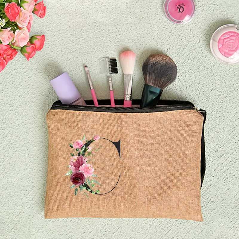 Custom Name Flower Letter Cosmetic Bag Bachelorette Party Neceser Makeup Bags Zipper Pouch Toiletry Organizer Bridesmaid GiftsCL240708