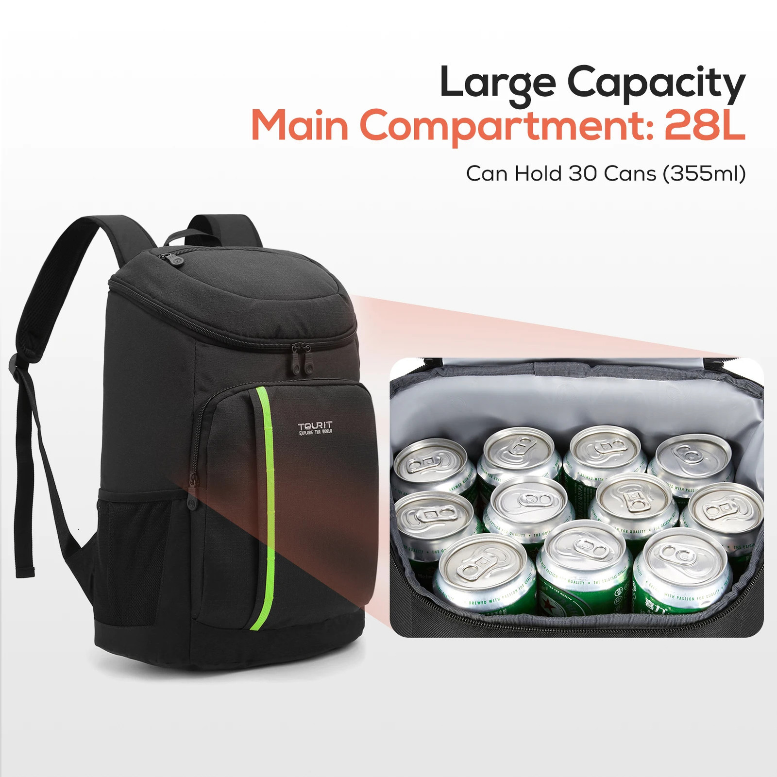 TOURIT 30 liter backpack for beer lightweight waterproof large insulated bag cooler backpack beach bag 240704bj