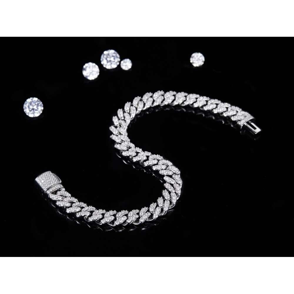 8mm Necklace k Cuban Mossinate Dia Vvs Moissanite Chain Hip Hop Iced Fine Jewelry Sterg Sier