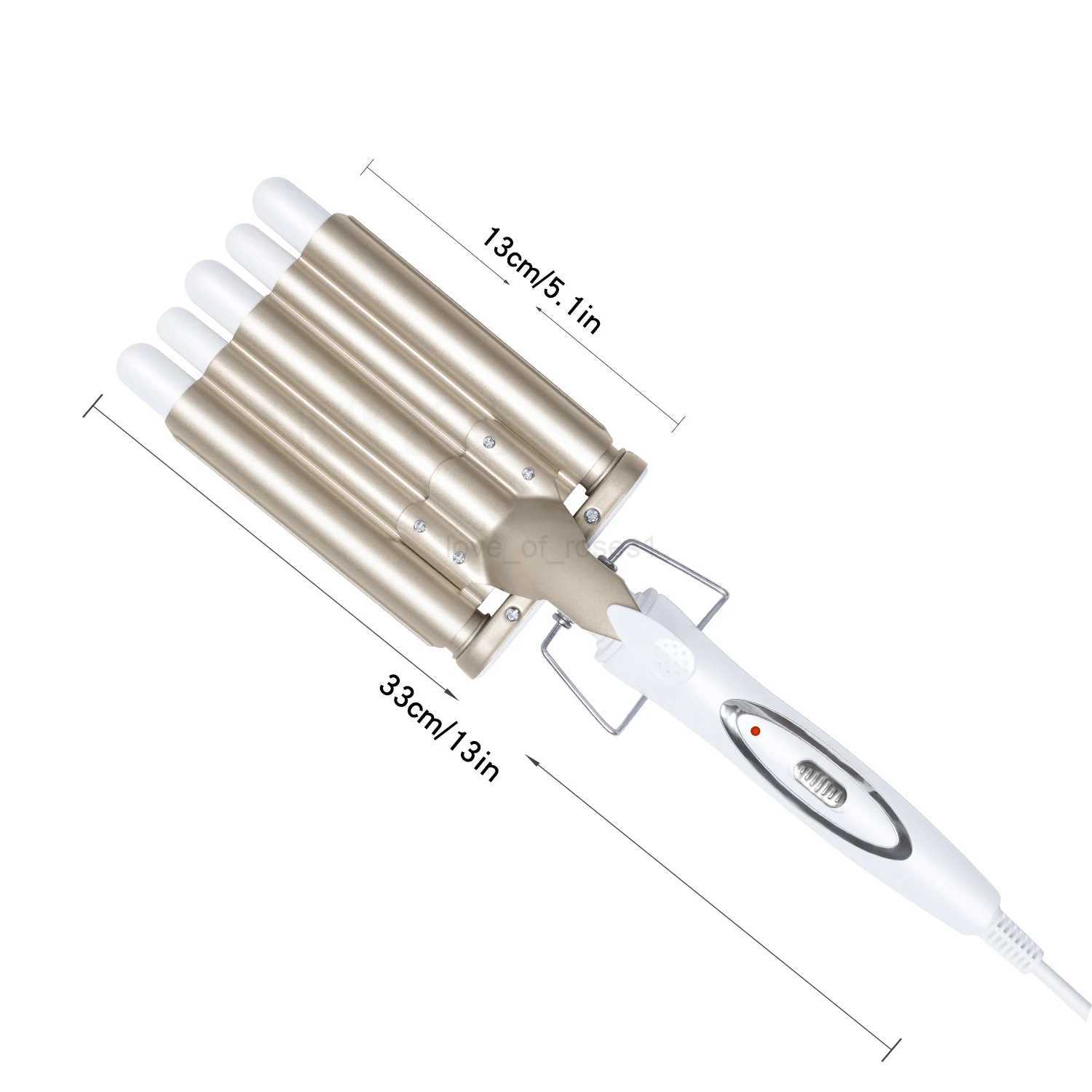 5 Barrel Curling Iron Wand Hair Waving Beach Waves Fast Styling Tools with LCD Temperature Display for Women Salon Hair CrimperM240709