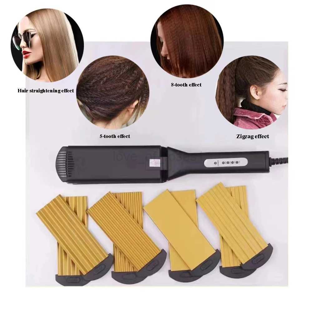 Professional Ceramic Corrugated Iron Electric Curling Crimped Wide Plates Beauty Hair Iron For Hair Wave Corrugation Flat IronsM240709