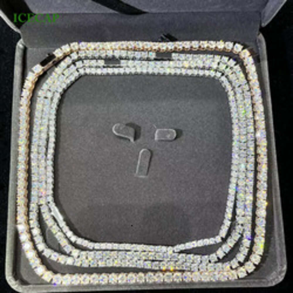 Fine Jewelry 925 Sterling Silver Vvs Moissanite Iced Out Hip Hop Tennis Chain Diamond Necklace for Men Women