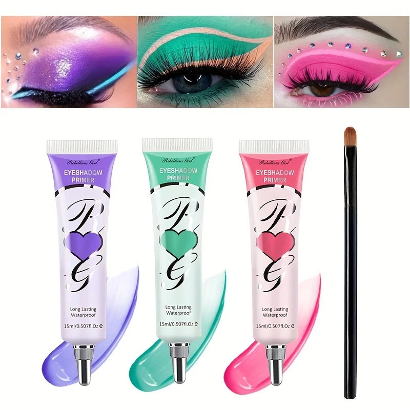 4pcs 6-Color Matt Eye Shadow Primer with Brush Oily Eyelids Waterproof and Antifouling Durable Cream Liquid Eye Shadow Cosmetics b240709