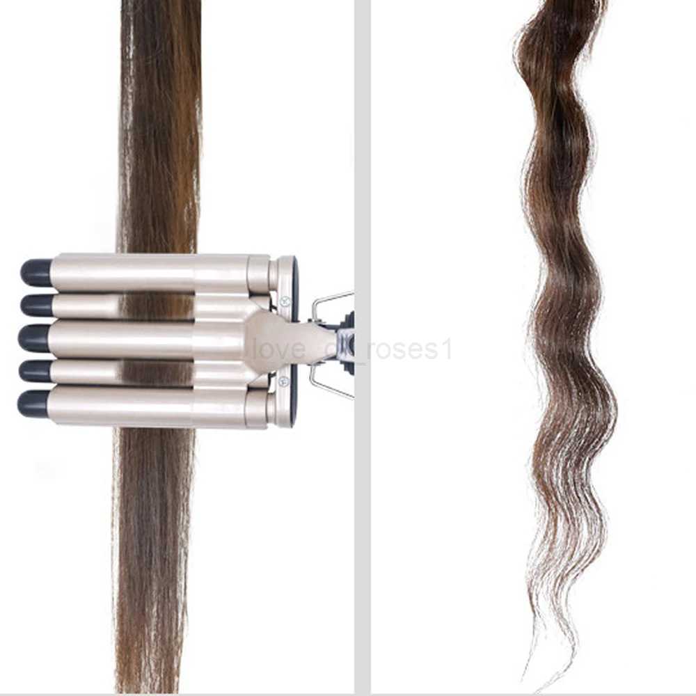 Hair Curling Iron Crimping Curler Small Beach Wave Hair Crimper 5 Barrel 0.6 Inch Professional Curly Crimped Hair Styler ToolsM240709