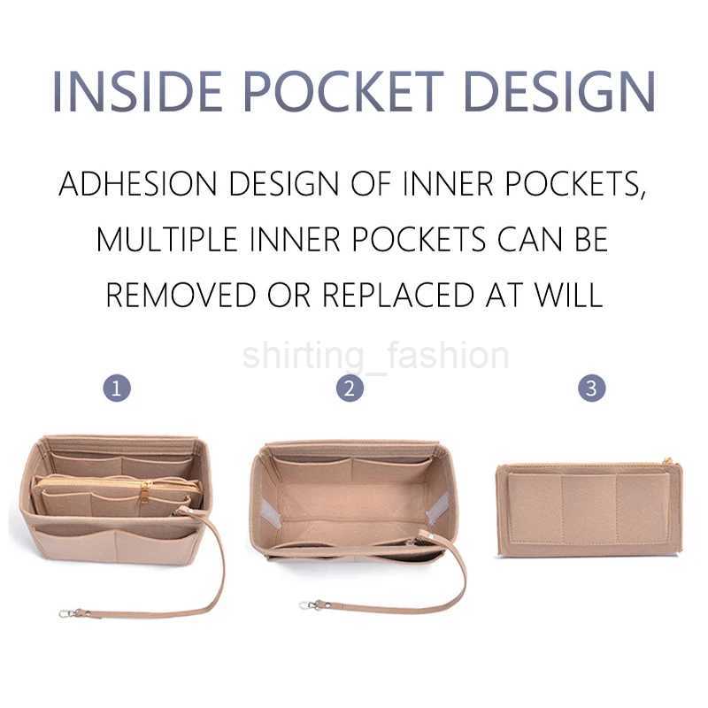 TINBERON Multifunctional Large Capacity Makeup Storage Bag Felt Cloth Liner Bag Travel Insert Portable Bag In Bag Cosmetic BagCL240708