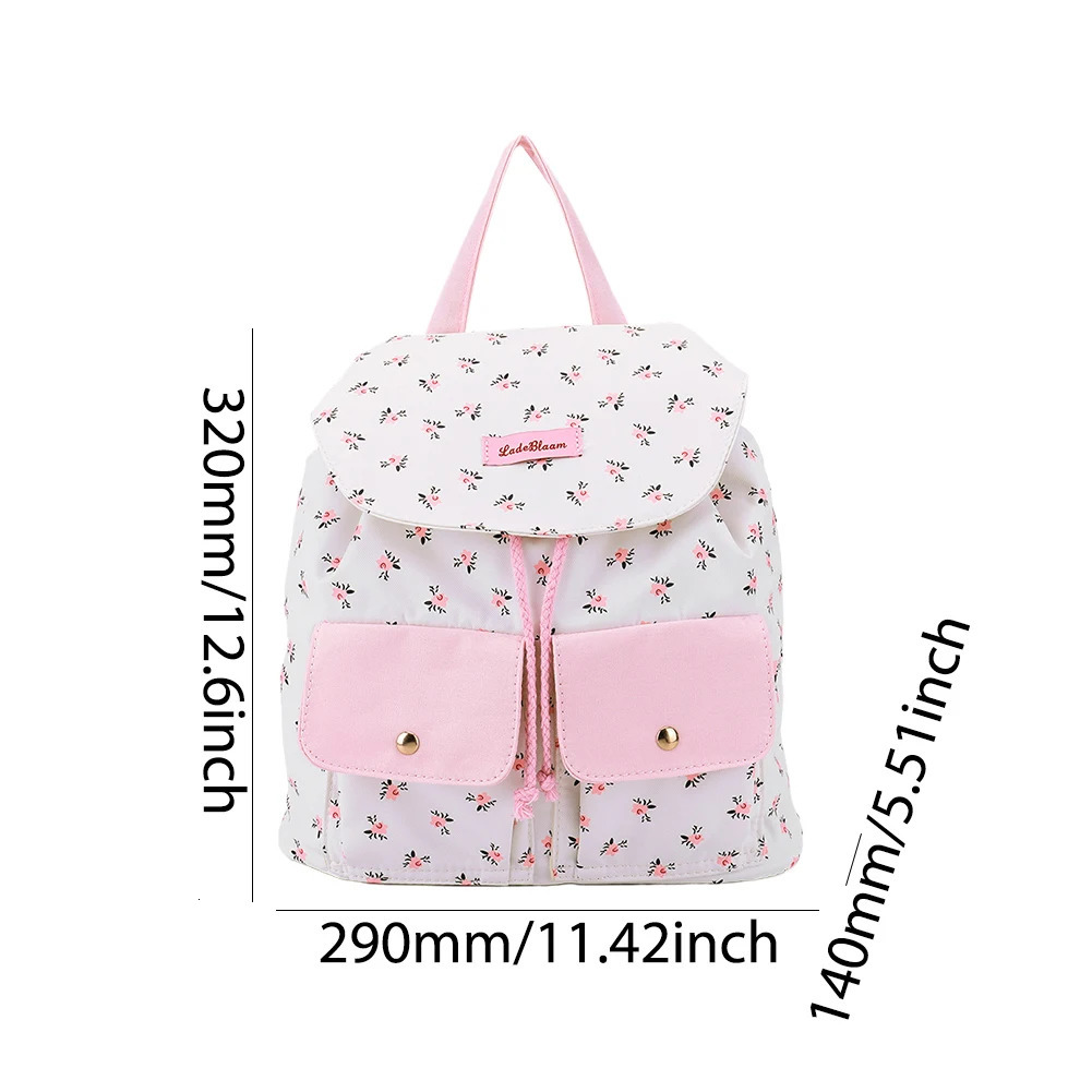 Womens floral backpack fashionable notebook backpack multiple pockets canvas fashionable school backpack adjustable strap for outdoor travel 240704bj