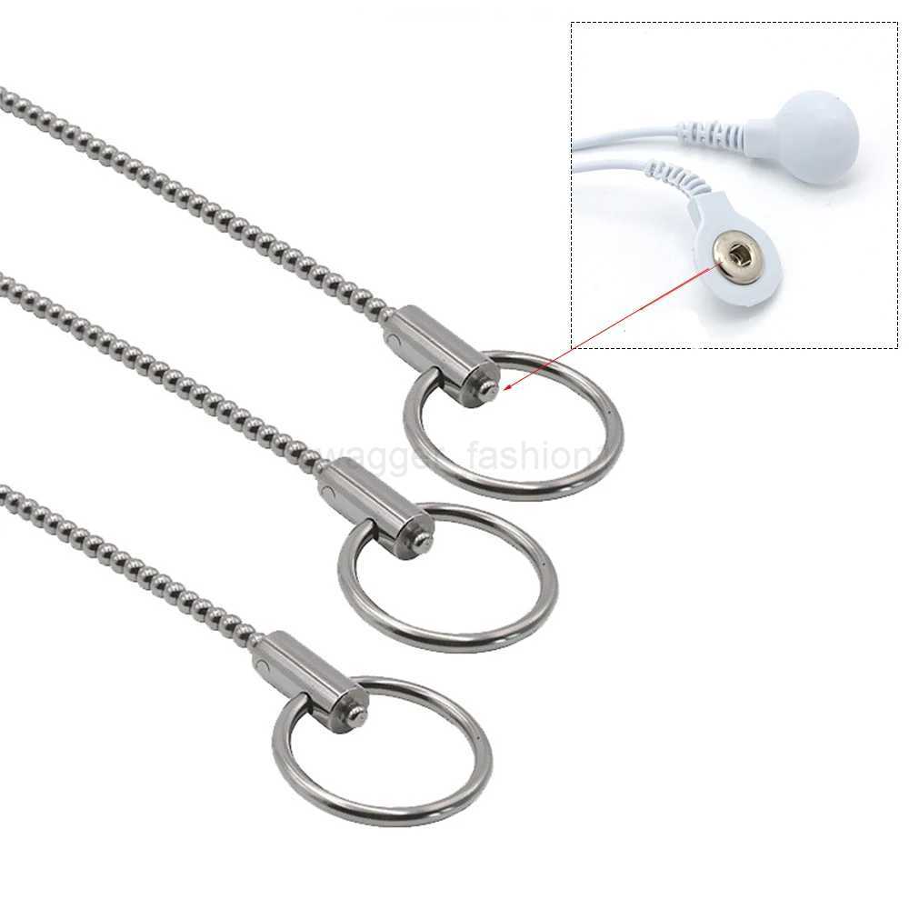 Electro Shock Metal Anal Bead Plug Penis Ring Electric Stimulator BDSM Prostate Massage Butt Plug Male Masturbator Sexe ToyB240708B240708
