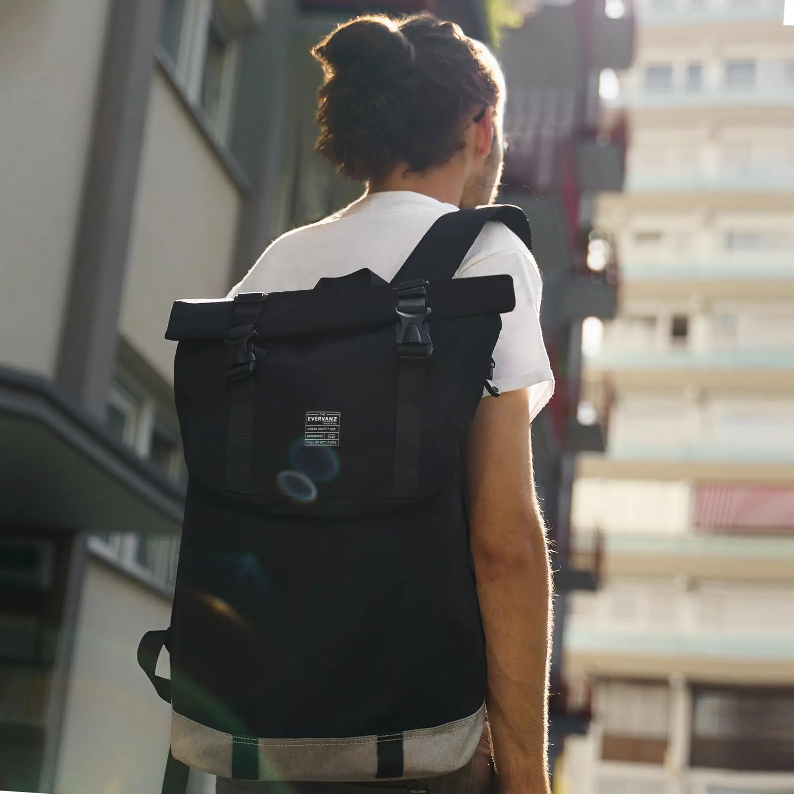 EverVanz Laptop Backpack Womens Roll Top Waterproof Travel Backpack Lightweight Casual Day Bag Fashion School Bag 240704bj