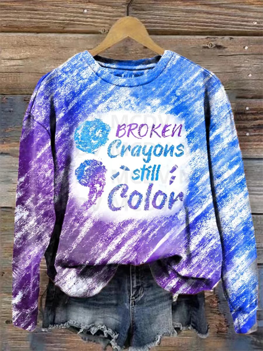 Colorful Crayon Casual Women's 3D Printed Sweatshirt