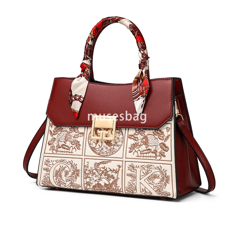 European and American retro high-quality bride red wedding bag mother's tote bag new versatile crossbody bag large capacity mother-in-law handbag